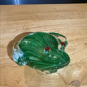 Hand Blown Paper Weight Green Frog